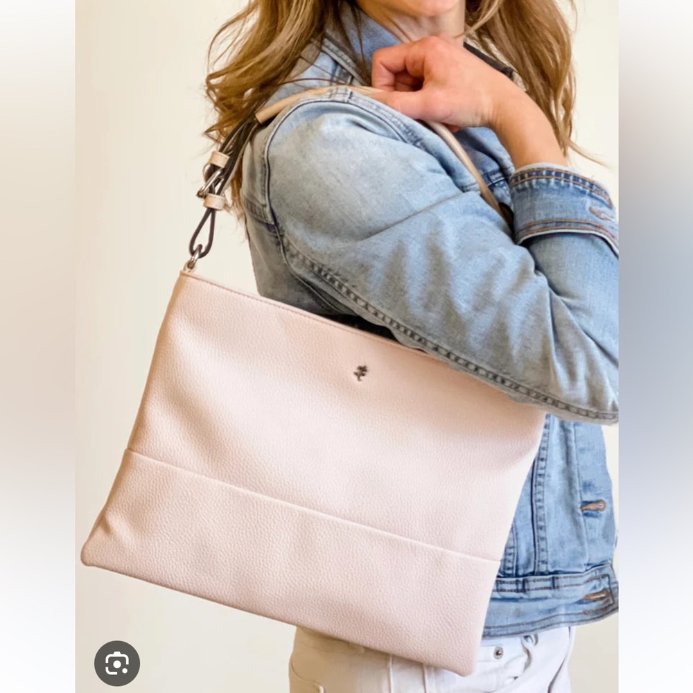 JENNA KATOR Harbor Springs Grey Tan Vegan Leather Shoulder Bag Purse BRAND NEW